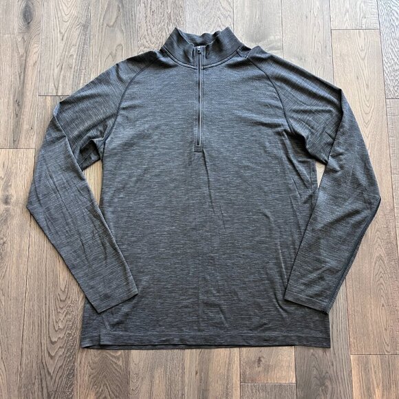 Lululemon Men's Metal Vent Tech 1/2 Zip Size L Deep Coal Black Activewear - Picture 3 of 8
